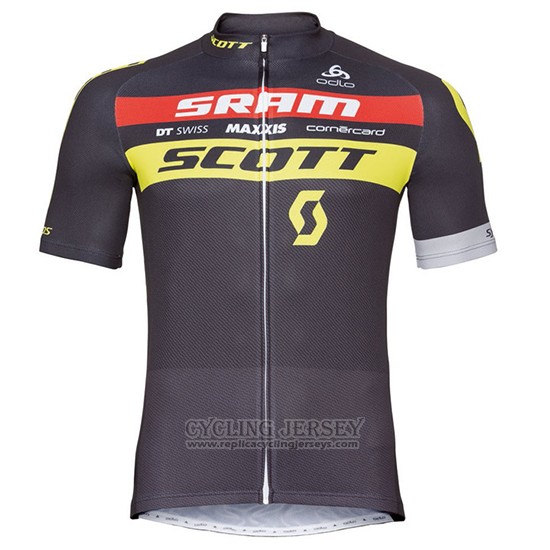 2017 Jersey Scott Black and Yellow Short Sleeve and Bib Short