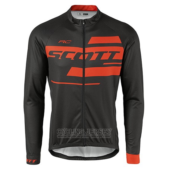 2017 Cycling Jersey Scott Black and Orange Long Sleeve and Bib Tight