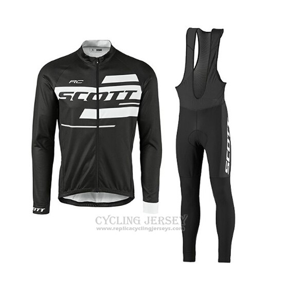 2017 Cycling Jersey Scott Black and White Long Sleeve and Bib Tight