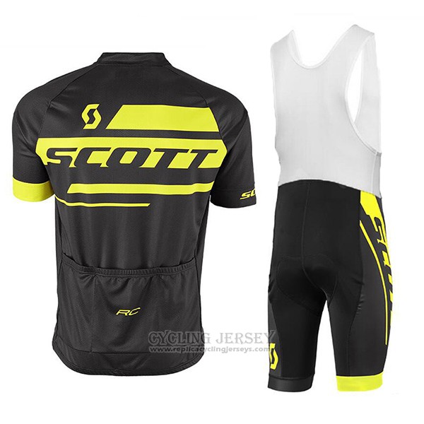 2017 Cycling Jersey Scott Black and Yellow Short Sleeve and Bib Short