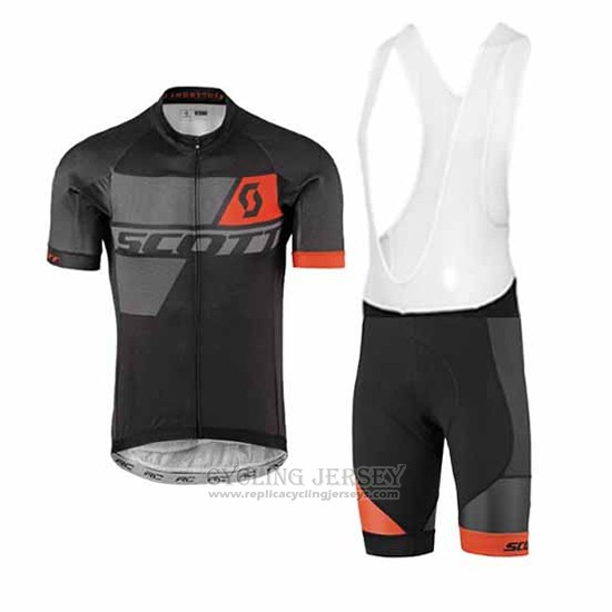 2017 Cycling Jersey Scott Gray and Black Short Sleeve and Bib Short