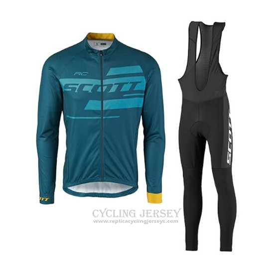 2017 Cycling Jersey Scott Green Militare Long Sleeve and Bib Tight
