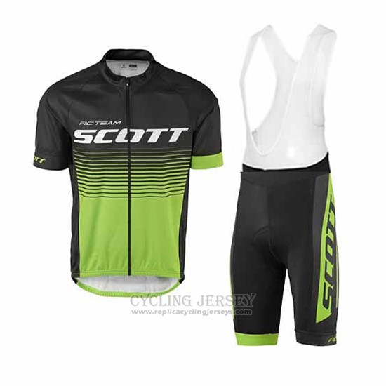 2017 Cycling Jersey Scott Green and Black Short Sleeve and Bib Short