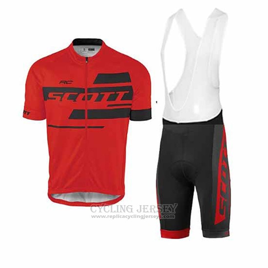 2017 Cycling Jersey Scott Red and Black Short Sleeve and Bib Short
