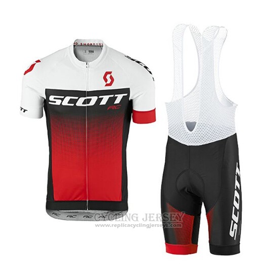 2017 Cycling Jersey Scott Red and White Short Sleeve and Bib Short
