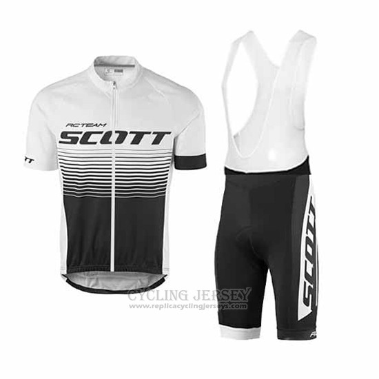 2017 Cycling Jersey Scott White and Black Short Sleeve and Bib Short
