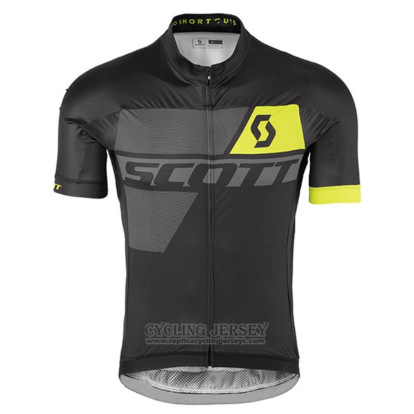 2017 Cycling Jersey Scott Yellow and Black Short Sleeve and Bib Short