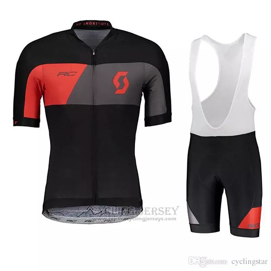 2018 Cycling Jersey Scott Black Gray Short Sleeve and Bib Short