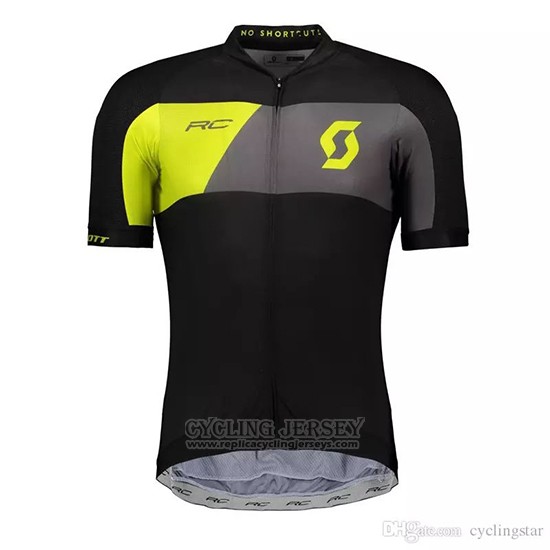 2018 Cycling Jersey Scott Black Yellow Short Sleeve and Bib Short