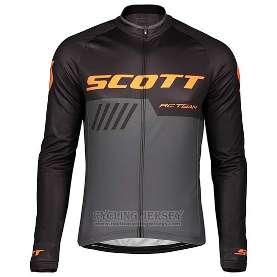 2019 Cycling Jersey Scott Black Gray Long Sleeve and Bib Tight