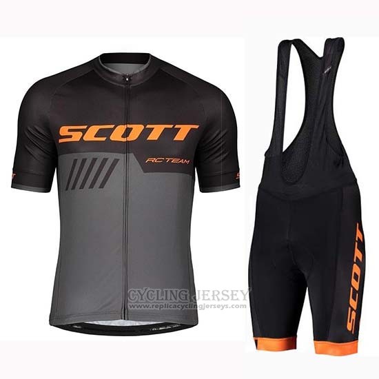 2019 Cycling Jersey Scott Black Gray Short Sleeve and Bib Short