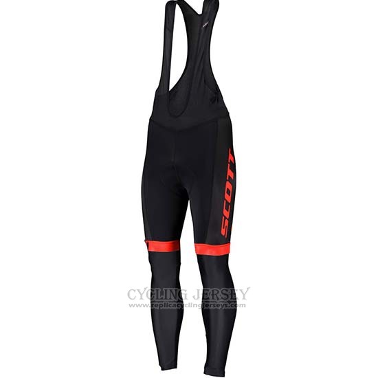 2019 Cycling Jersey Scott Black Red Long Sleeve and Bib Tight