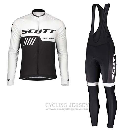 2019 Cycling Jersey Scott Black White Long Sleeve and Bib Tight