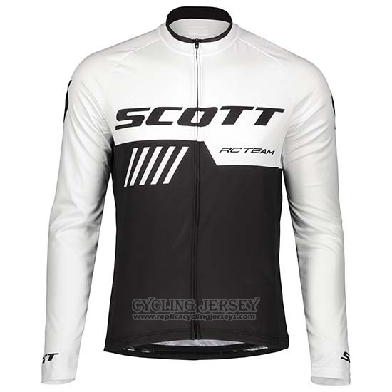 2019 Cycling Jersey Scott Black White Long Sleeve and Bib Tight