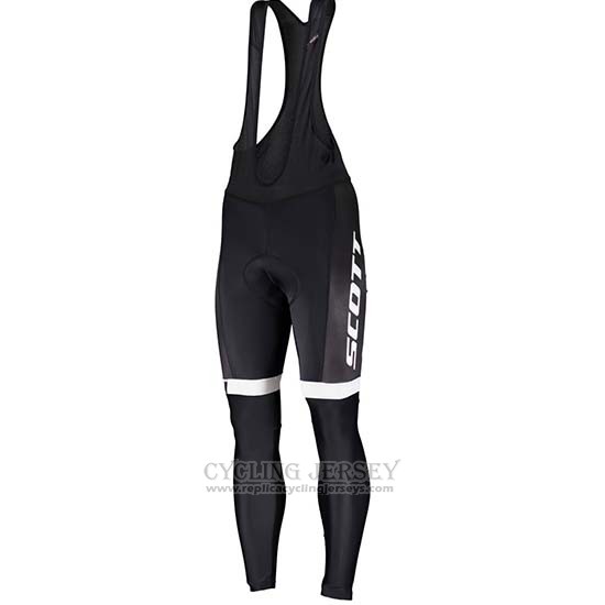 2019 Cycling Jersey Scott Black White Long Sleeve and Bib Tight