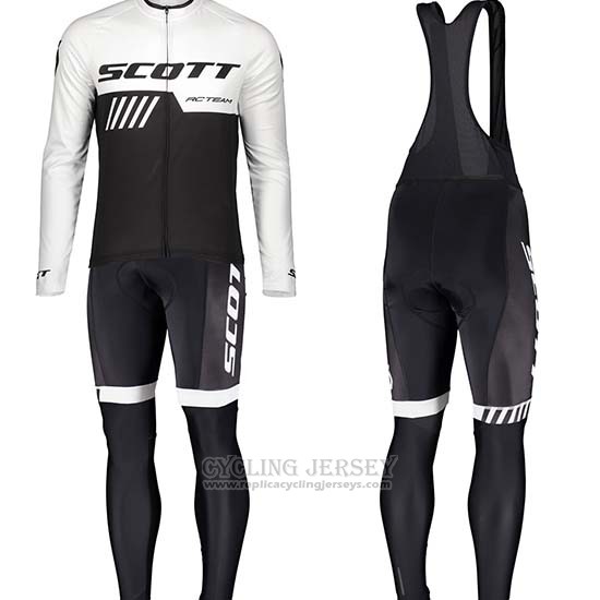 2019 Cycling Jersey Scott Black White Long Sleeve and Bib Tight
