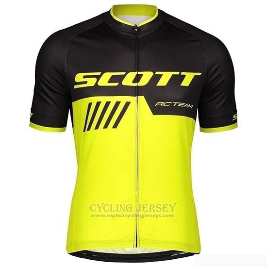 2019 Cycling Jersey Scott Black Yellow Short Sleeve and Bib Short