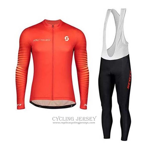 2020 Cycling Jersey Scott Red White Long Sleeve And Bib Tight