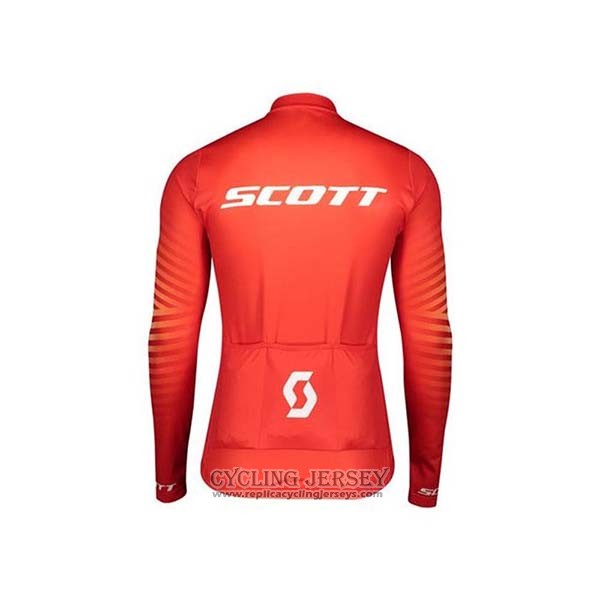 2020 Cycling Jersey Scott Red White Long Sleeve And Bib Tight