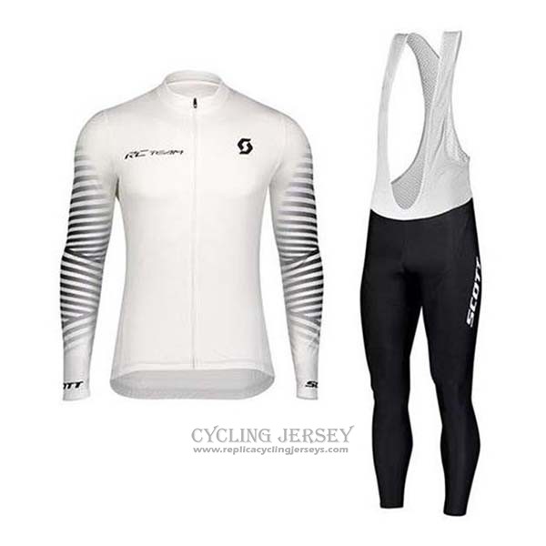 2020 Cycling Jersey Scott White Black Long Sleeve And Bib Tight