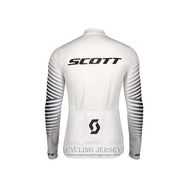 2020 Cycling Jersey Scott White Black Long Sleeve And Bib Tight