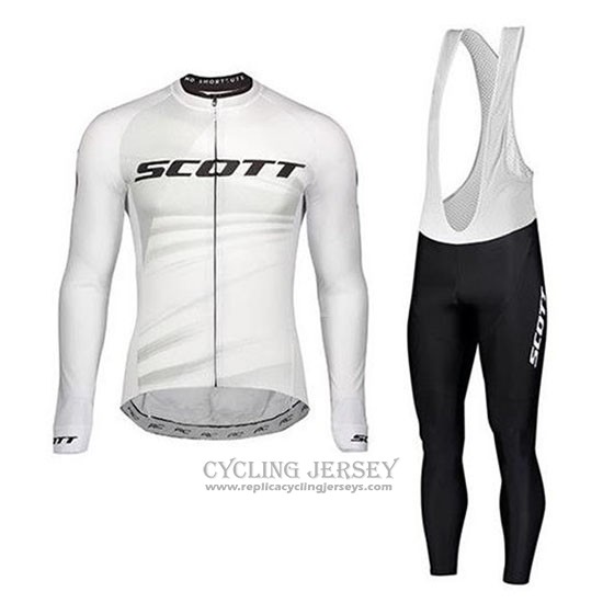 2020 Cycling Jersey Scott White Long Sleeve And Bib Tight
