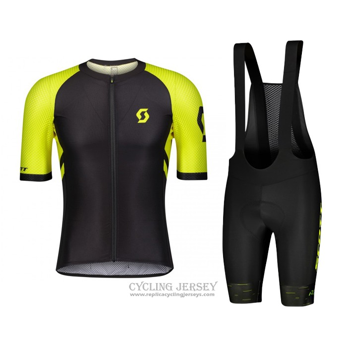 2021 Cycling Jersey Scott Black Yellow Short Sleeve And Bib Short