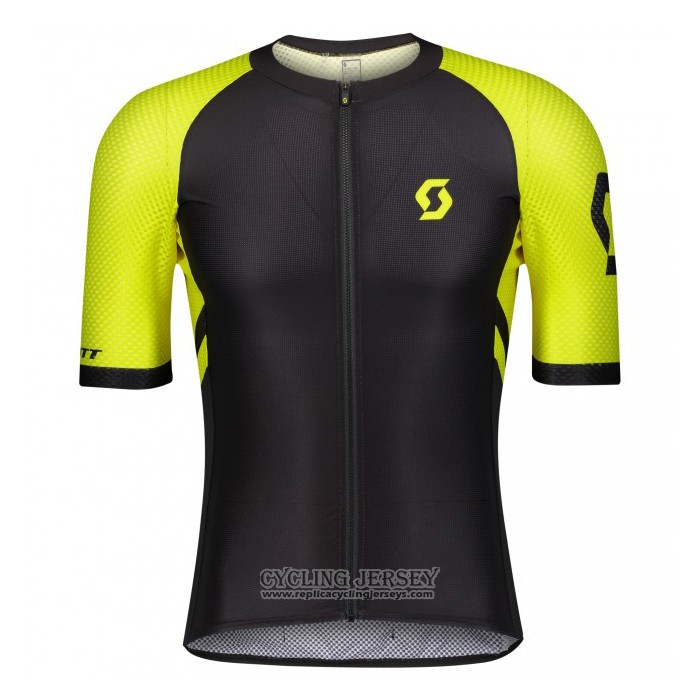 2021 Cycling Jersey Scott Black Yellow Short Sleeve And Bib Short
