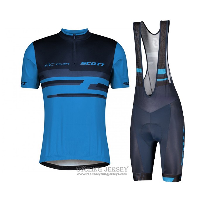 2021 Cycling Jersey Scott Blue Black Short Sleeve And Bib Short