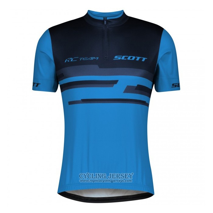 2021 Cycling Jersey Scott Blue Black Short Sleeve And Bib Short