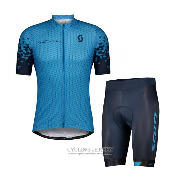 2021 Cycling Jersey Scott Blue Short Sleeve And Bib Short