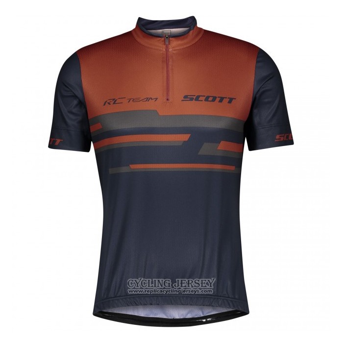 2021 Cycling Jersey Scott Dark Blue Orange Short Sleeve And Bib Short