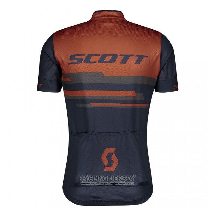 2021 Cycling Jersey Scott Dark Blue Orange Short Sleeve And Bib Short