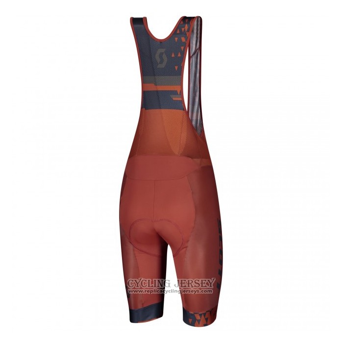 2021 Cycling Jersey Scott Dark Blue Orange Short Sleeve And Bib Short