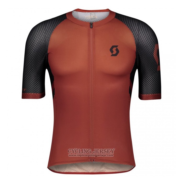 2021 Cycling Jersey Scott Dark Orange Short Sleeve And Bib Short