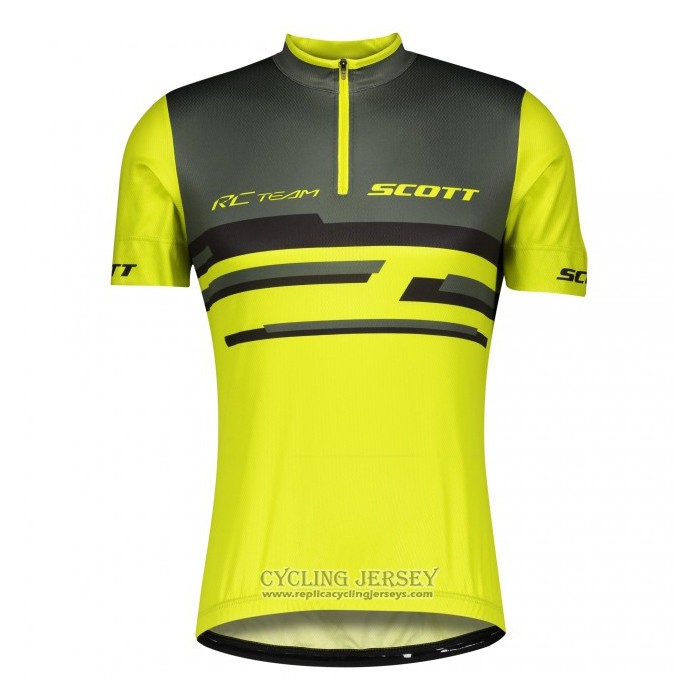 2021 Cycling Jersey Scott Gray Yellow Short Sleeve And Bib Short