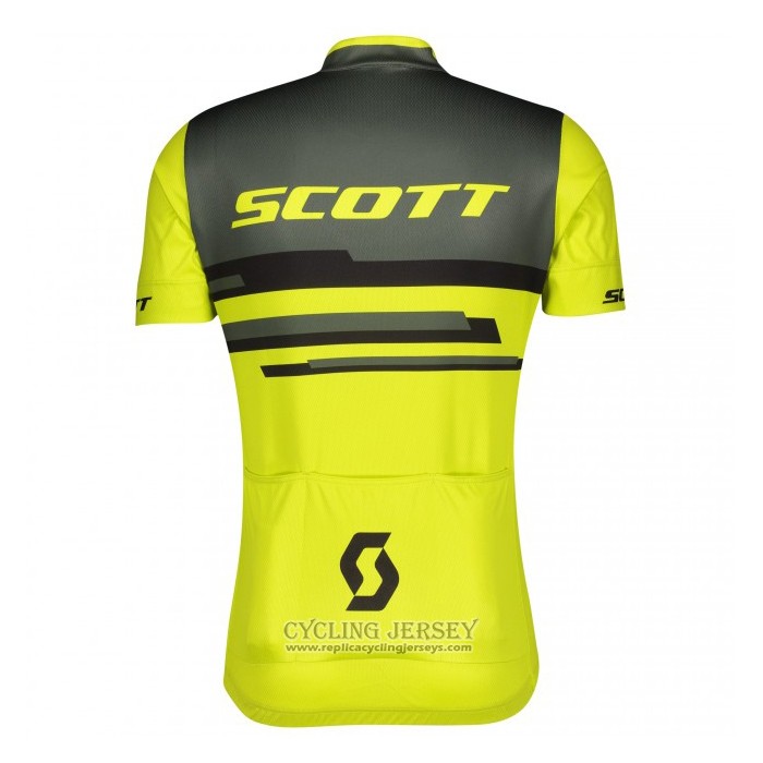 2021 Cycling Jersey Scott Gray Yellow Short Sleeve And Bib Short