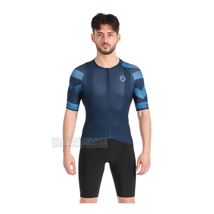 2022 Cycling Jersey Scott Blue Short Sleeve and Bib Short(1)
