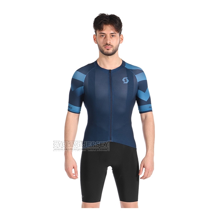 2022 Cycling Jersey Scott Blue Short Sleeve and Bib Short(1)