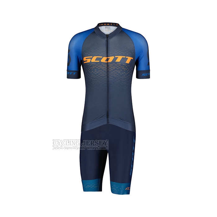 2022 Cycling Jersey Scott Blue Yellow Short Sleeve and Bib Short