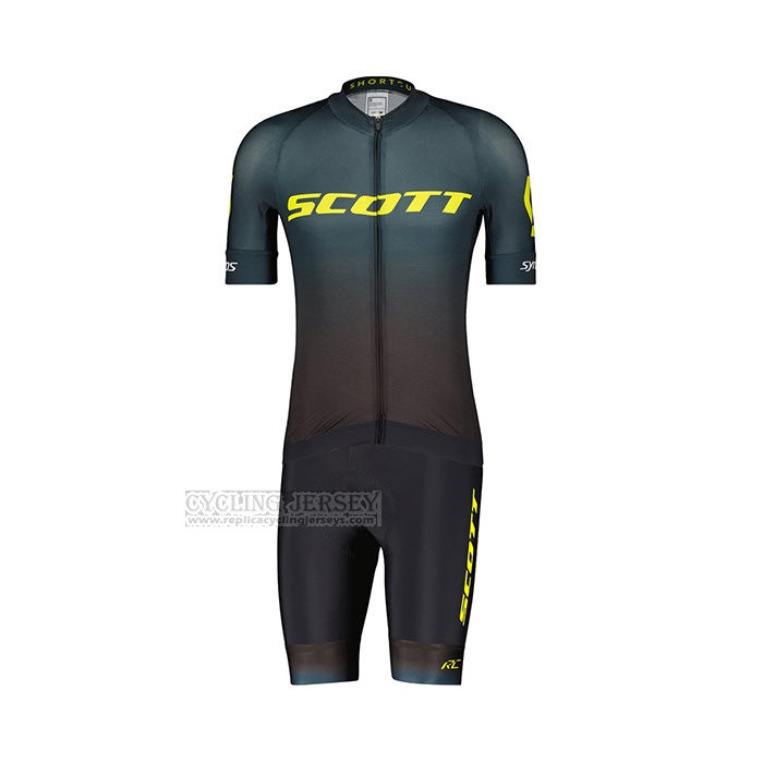 2022 Cycling Jersey Scott Green Brown Short Sleeve and Bib Short