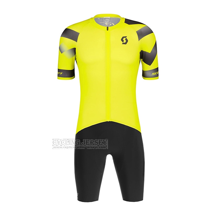 2022 Cycling Jersey Scott Yellow Short Sleeve and Bib Short(1)