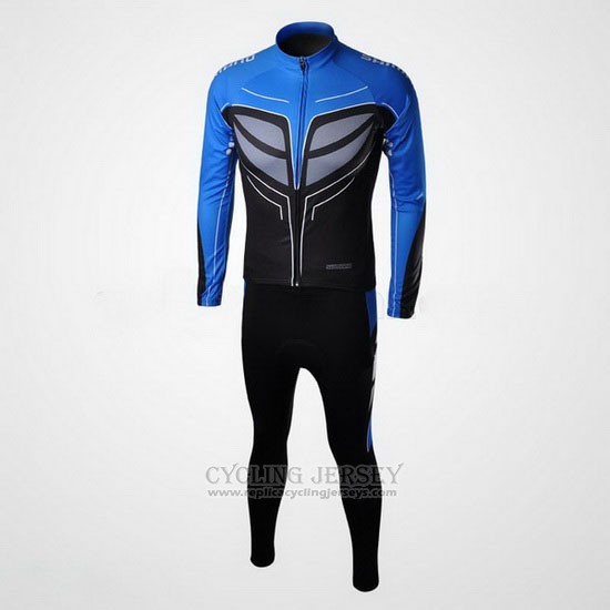 2010 Cycling Jersey Shimano Blue and Black Long Sleeve and Bib Tight