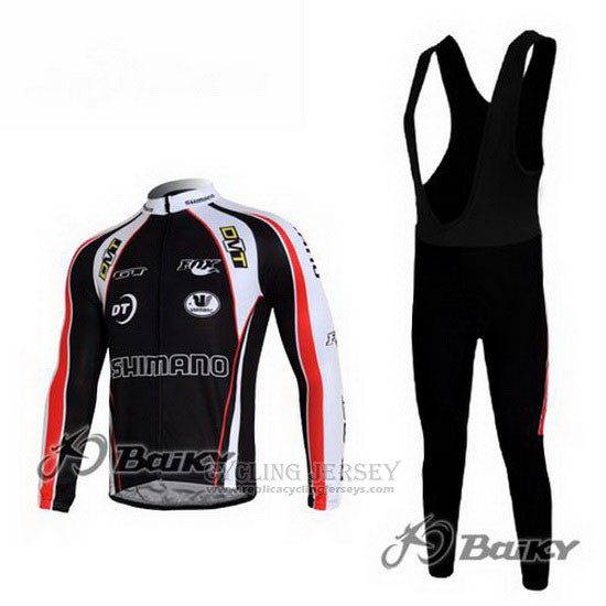 2010 Cycling Jersey Shimano Red and Black Long Sleeve and Bib Tight