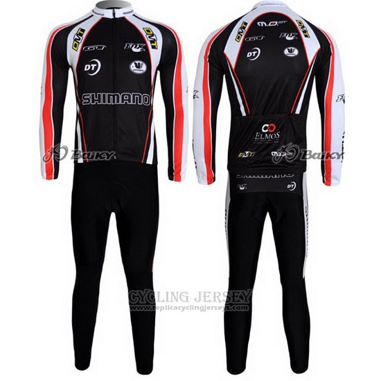 2010 Cycling Jersey Shimano Red and Black Long Sleeve and Bib Tight