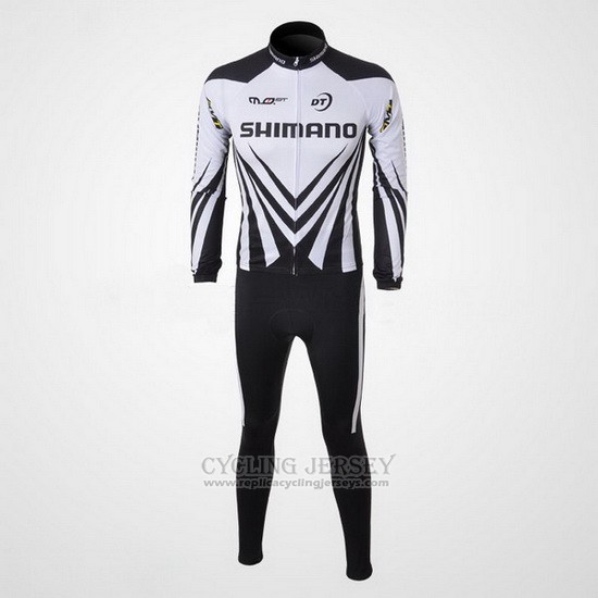 2010 Cycling Jersey Shimano White and Black Long Sleeve and Bib Tight