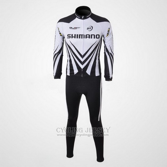 2010 Cycling Jersey Shimano White and Black Long Sleeve and Bib Tight