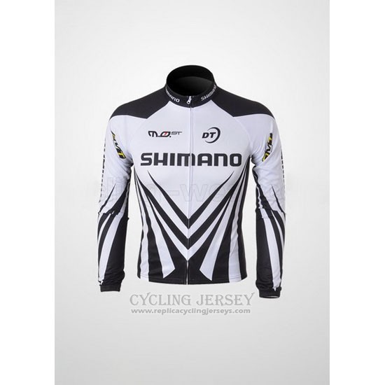 2010 Cycling Jersey Shimano White and Black Long Sleeve and Bib Tight