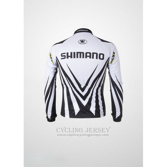 2010 Cycling Jersey Shimano White and Black Long Sleeve and Bib Tight