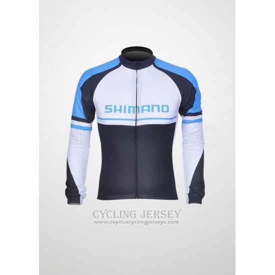 2011 Cycling Jersey Shimano Blue and White Long Sleeve and Bib Tight